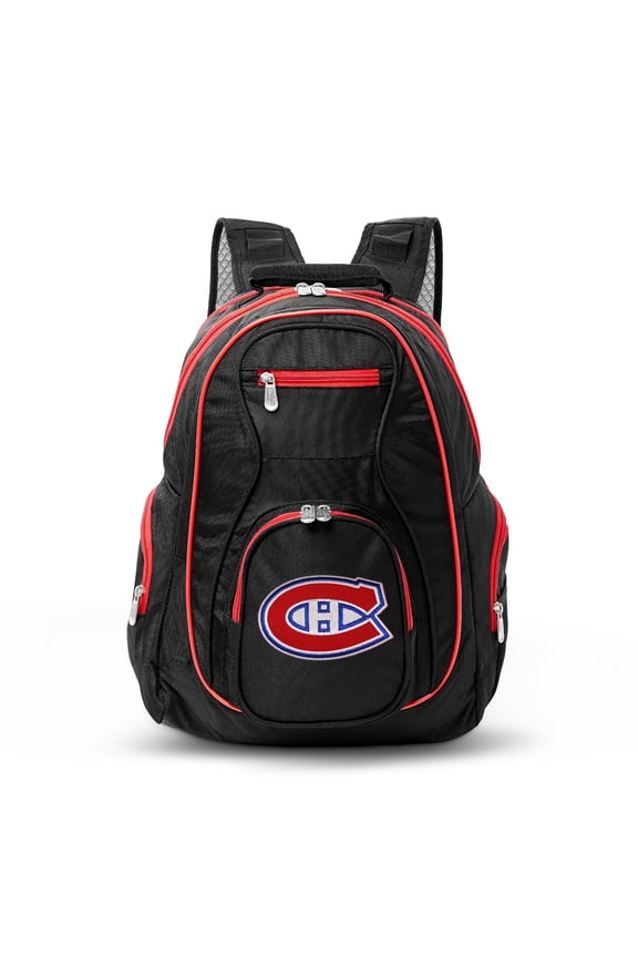Denco NHL Montreal Canadiens Colored Trim Premium Laptop Backpack Black 19
