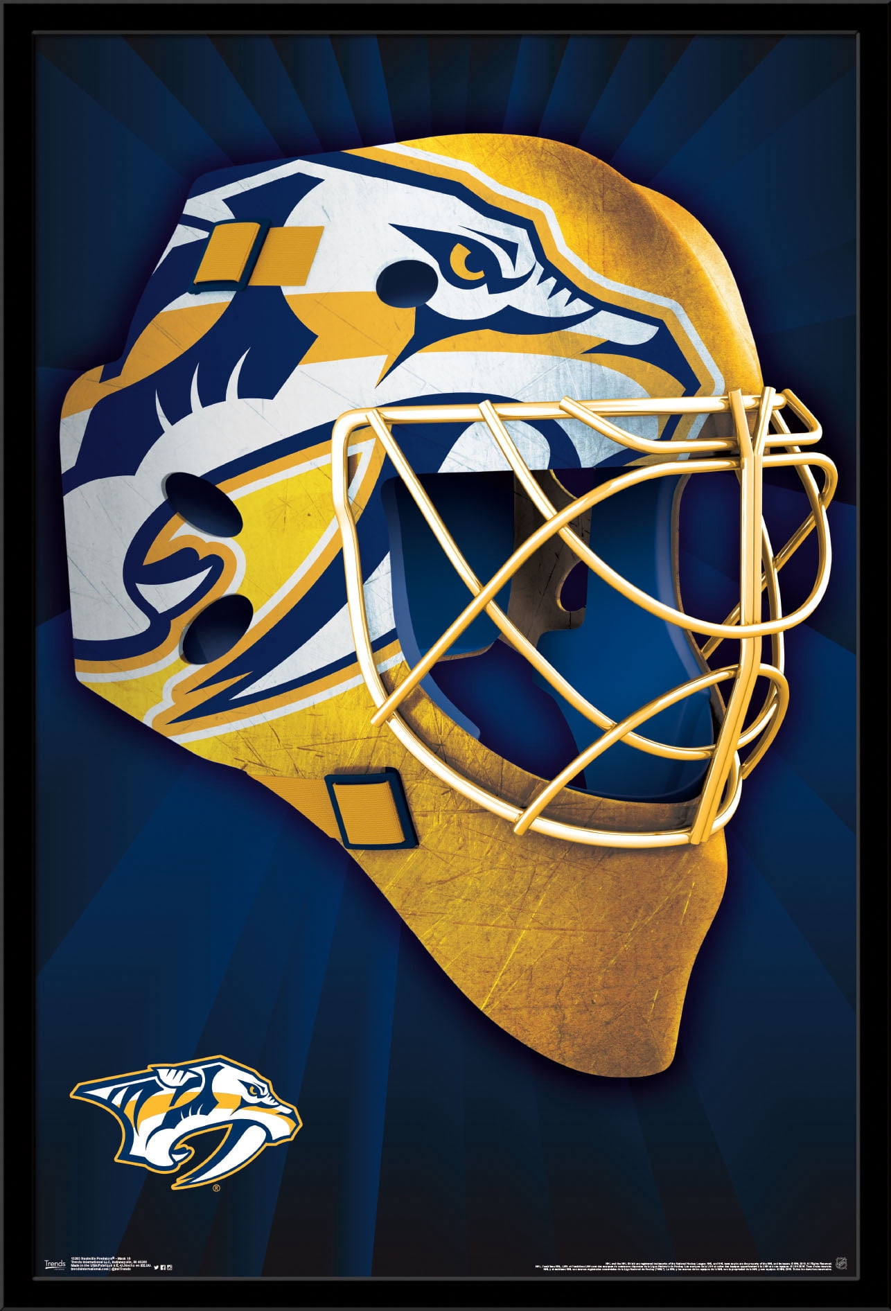 NHL NashVille Predators - Mask 16 Wall Poster, 22.375" x 34", Framed
