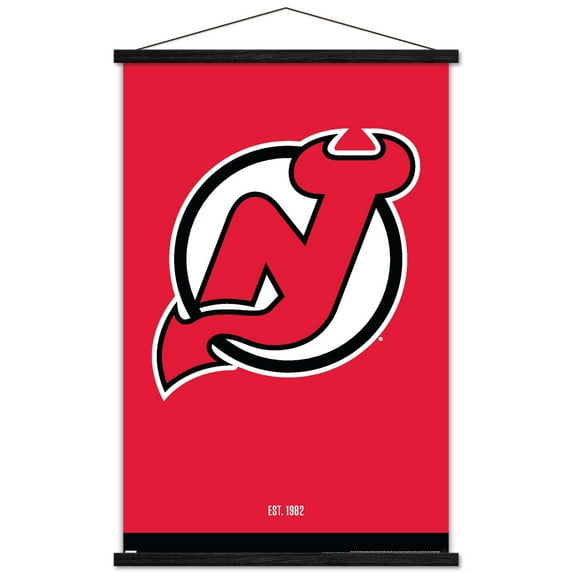 NHL New Jersey Devils - Logo 21 Wall Poster with Wooden Magnetic Frame, 22.375" x 34"