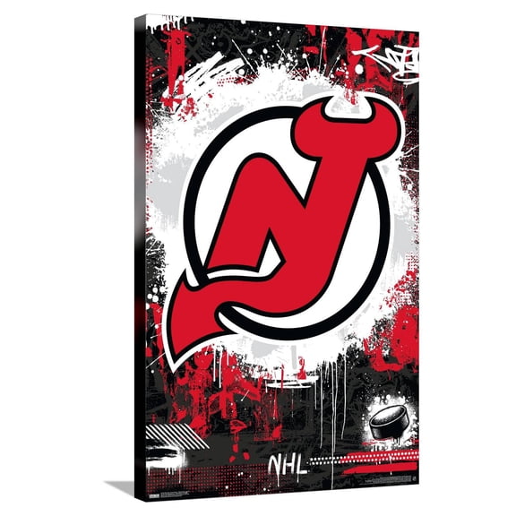 NHL New Jersey Devils - Maximalist Logo 23 Canvas Wall Poster, 22.375" x 34"