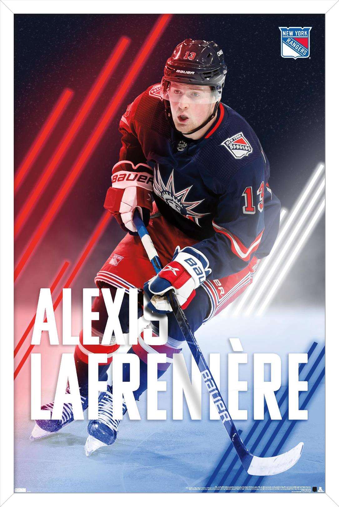 NHL New York Rangers - Alexis Lafrenière 20 Wall Poster, 14.725" x 22.375", Framed