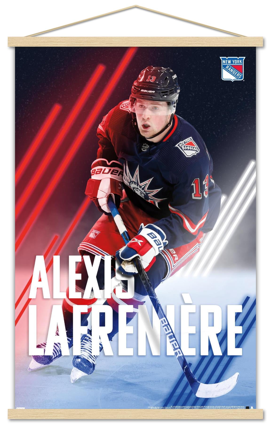 NHL New York Rangers - Alexis Lafrenière 20 Wall Poster with Wooden Magnetic Frame, 22.375" x 34"