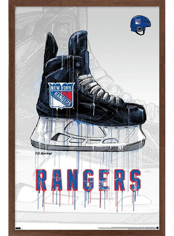 NHL New York Rangers - Drip Skate 21 Wall Poster, 14.725" x 22.375", Framed