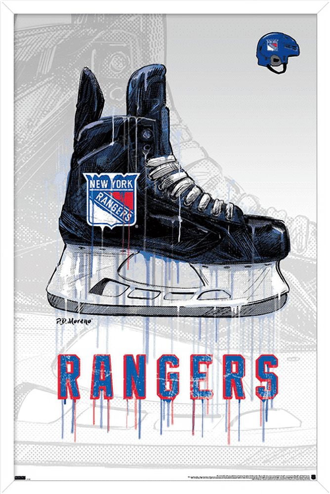 NHL New York Rangers - Drip Skate 21 Wall Poster, 14.725" x 22.375", Framed