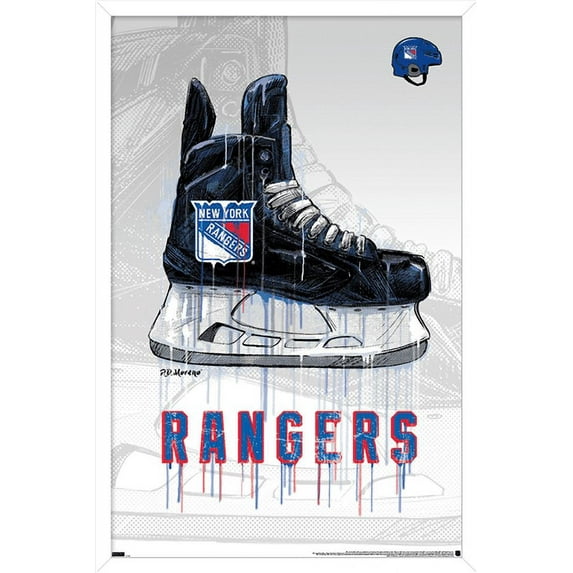 NHL New York Rangers - Drip Skate 21 Wall Poster, 22.375" x 34", Framed