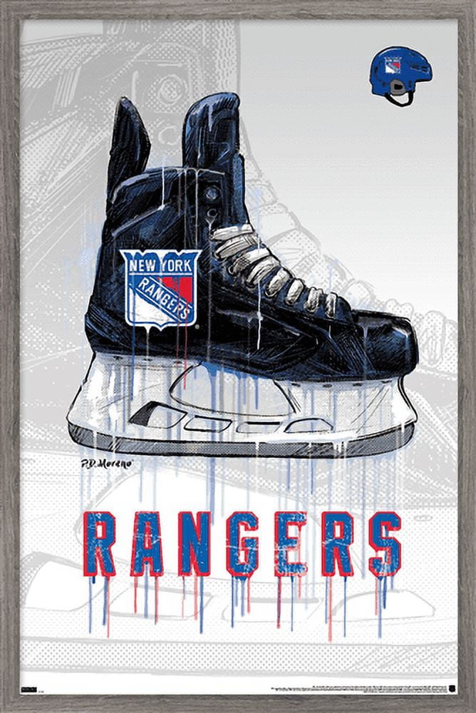 NHL New York Rangers - Drip Skate 21 Wall Poster, 22.375" x 34", Framed