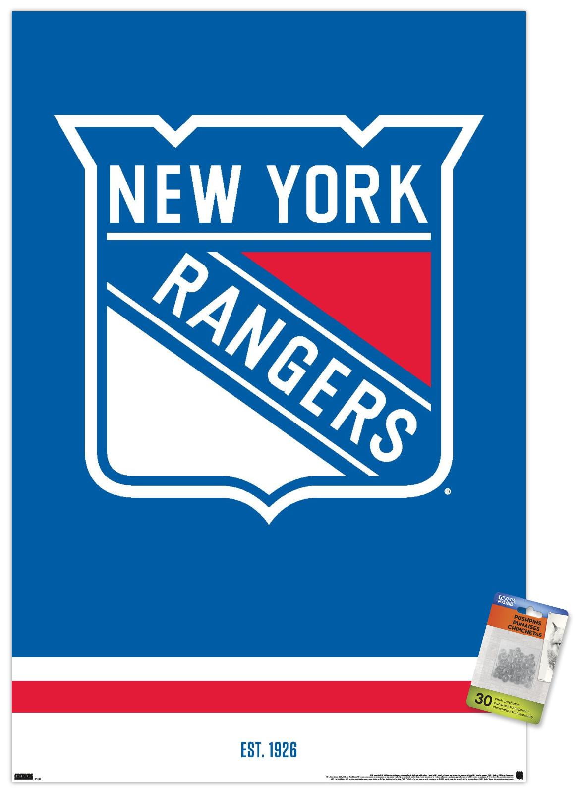 NHL New York Rangers - Logo 21 Wall Poster with Pushpins, 22.375" x 34"