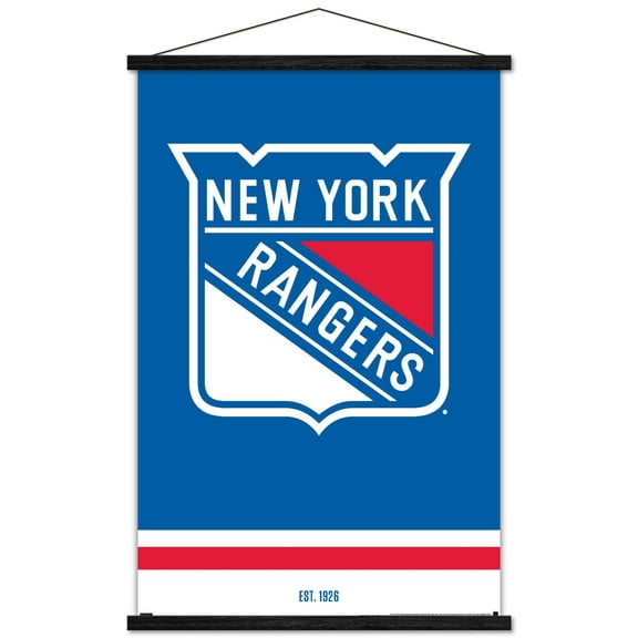 NHL New York Rangers - Logo 21 Wall Poster with Wooden Magnetic Frame, 22.375" x 34"