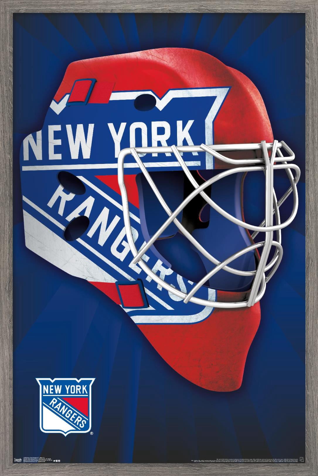NHL New York Rangers - Mask 16 Wall Poster, 14.725" x 22.375", Framed