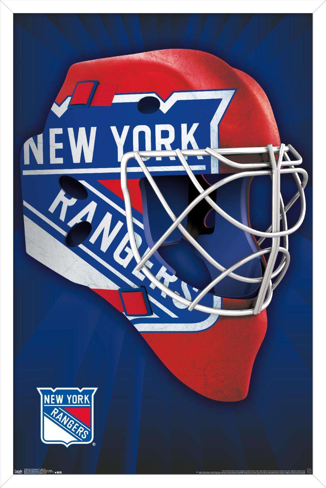 NHL New York Rangers - Mask 16 Wall Poster, 14.725" x 22.375", Framed