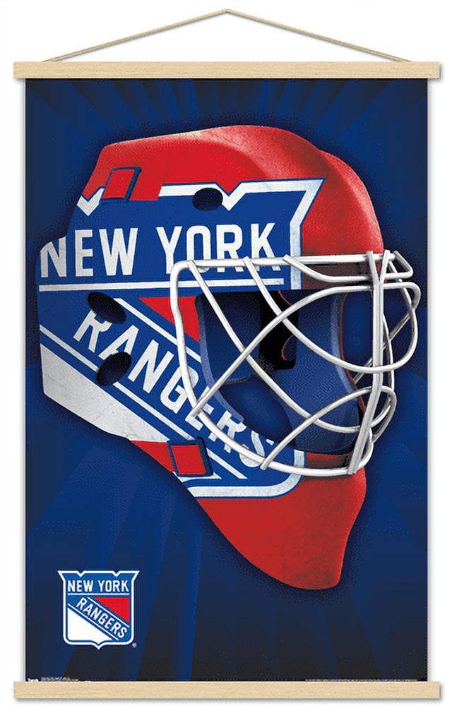 NHL New York Rangers - Mask 16 Wall Poster with Wooden Magnetic Frame, 22.375" x 34"
