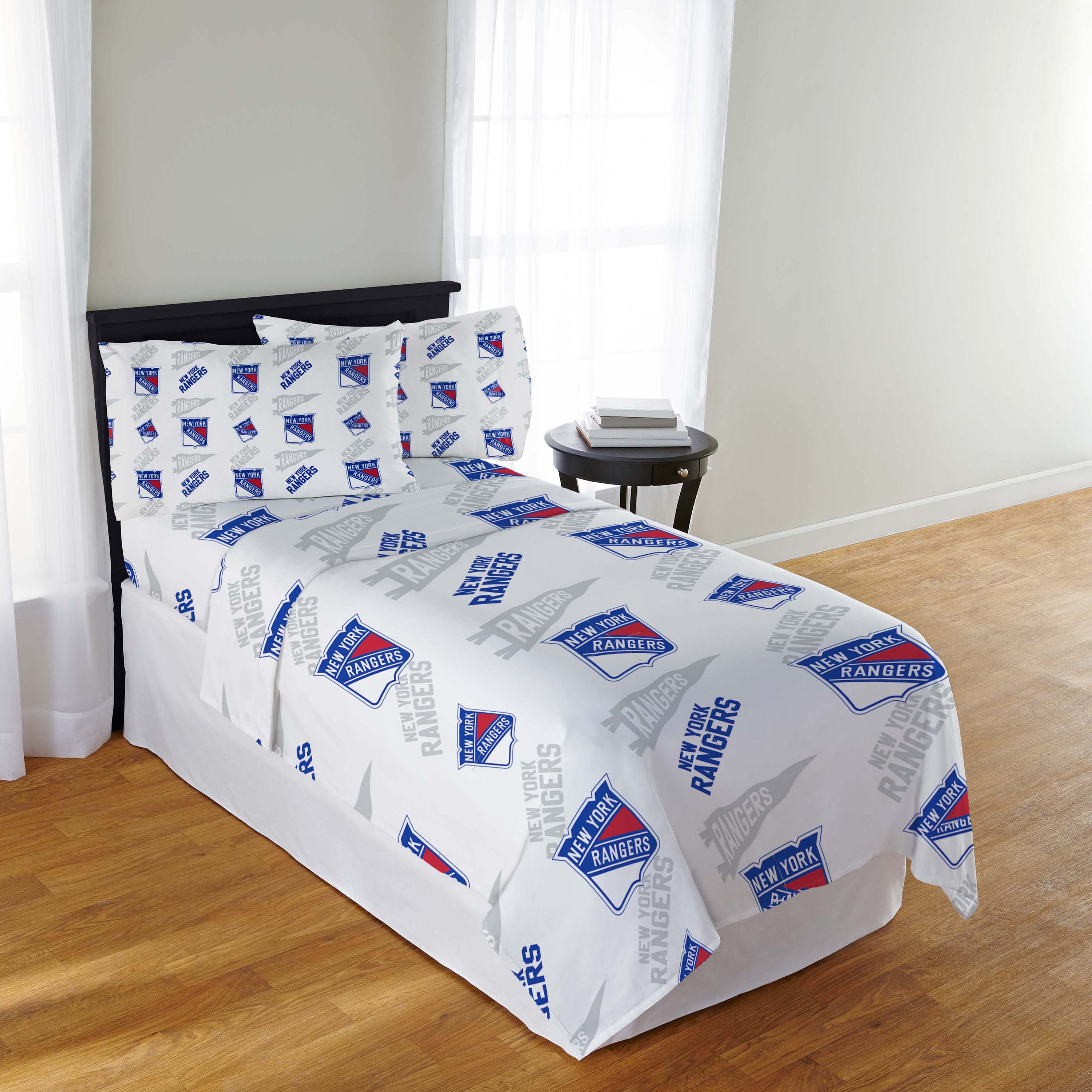 NHL Offically Licensed New York Rangers Microfiber Bed Sheet Set - Twin