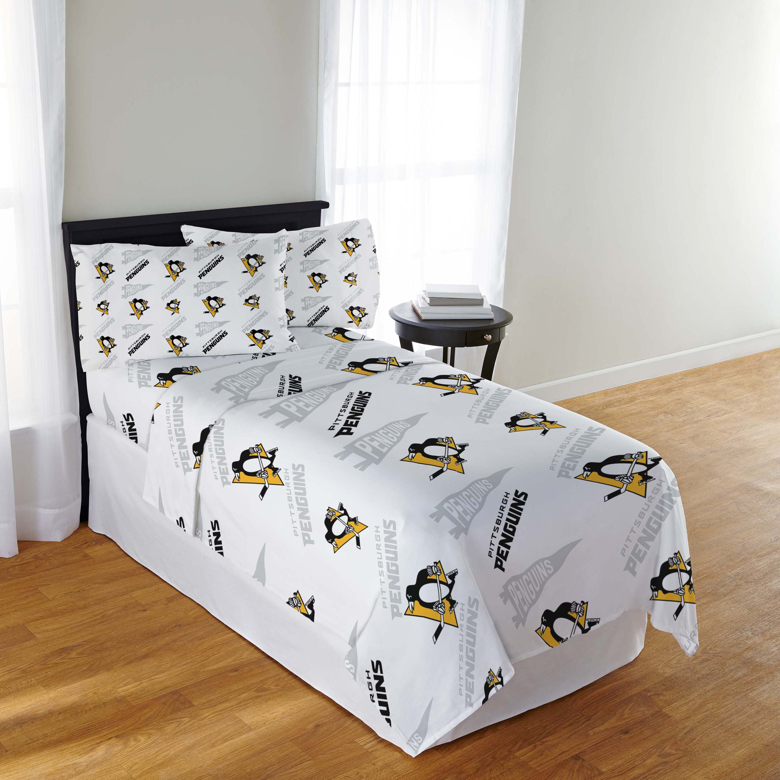 NHL Officially Licensed Pittsburgh Penguins Microfiber Bed Sheet Set - Twin
