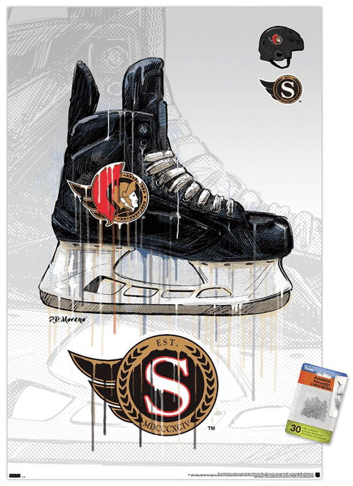 NHL Ottawa Senators - Drip Skate 21 Wall Poster with Push Pins, 22.375" x 34"