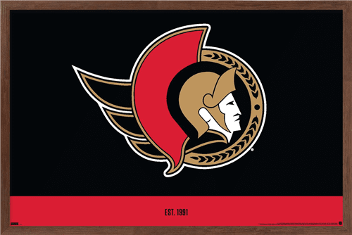 NHL Ottawa Senators - Logo 21 Wall Poster, 22.375" x 34", Framed