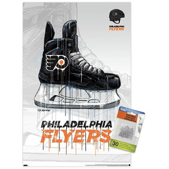 NHL Philadelphia Flyers - Drip Skate 21 Wall Poster with Pushpins, 14.725" x 22.375"