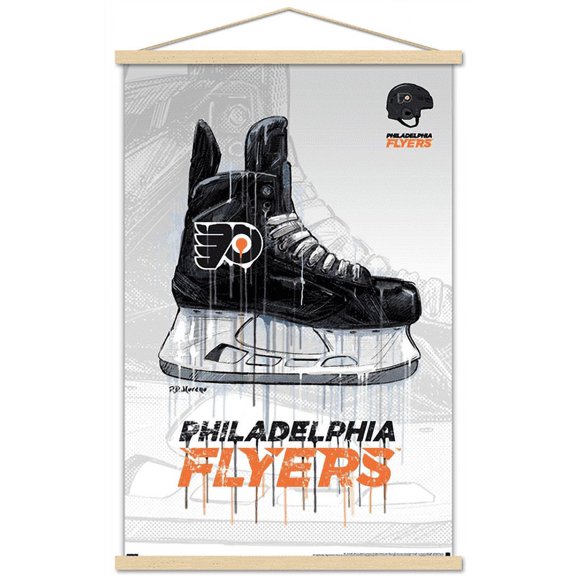 NHL Philadelphia Flyers - Drip Skate 21 Wall Poster with Wooden Magnetic Frame, 22.375" x 34"