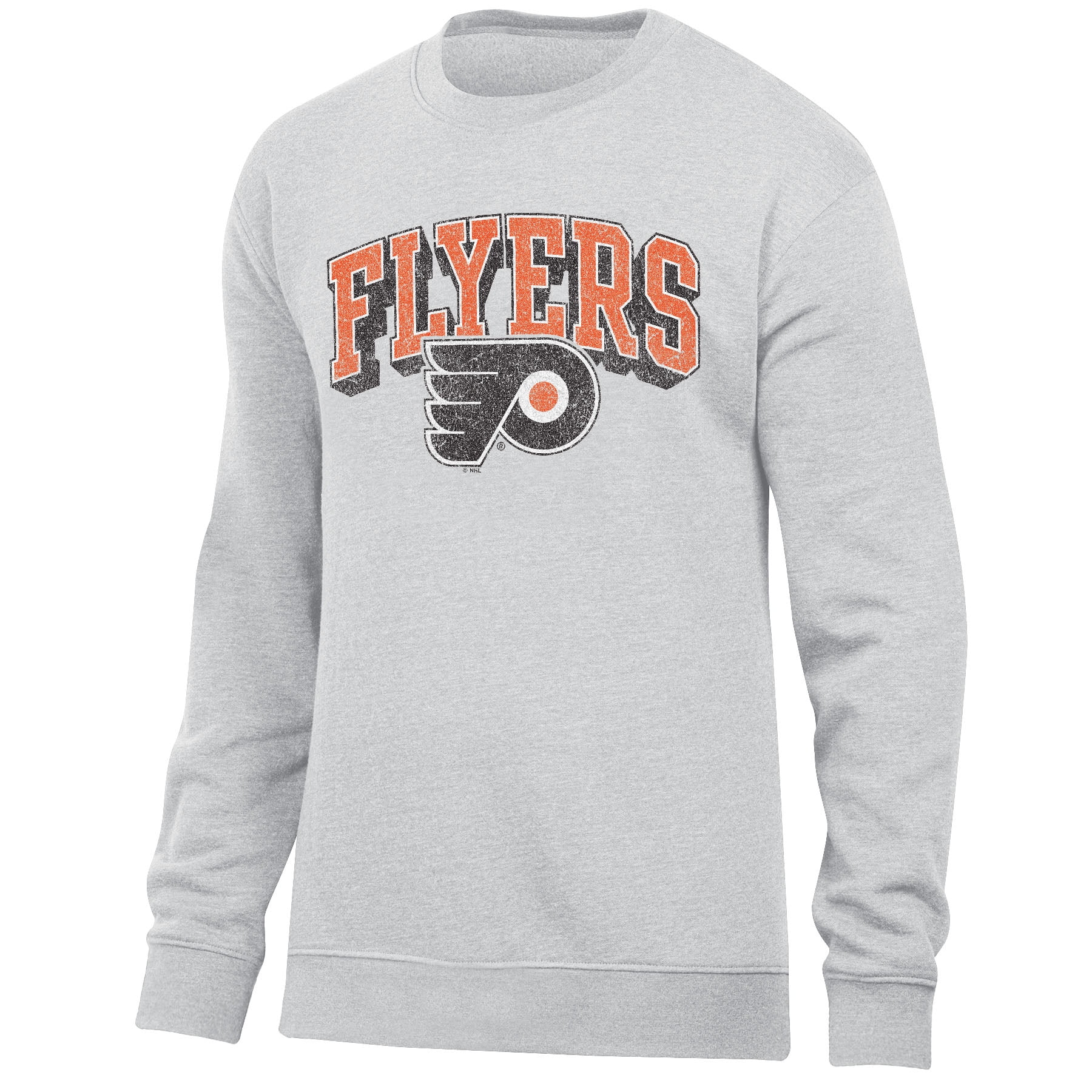 NHL Philadelphia Flyers Men's Ash Arch-Over Logo Fleece Crew