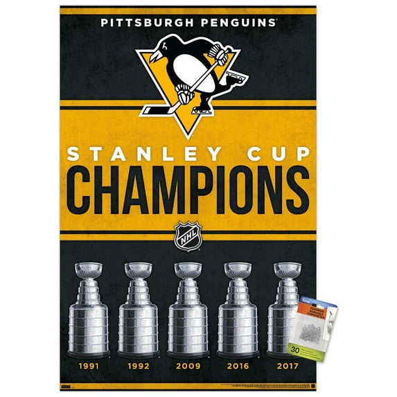 NHL Pittsburgh Penguins - Champions 23 Wall Poster with Pushpins, 22.375" x 34"