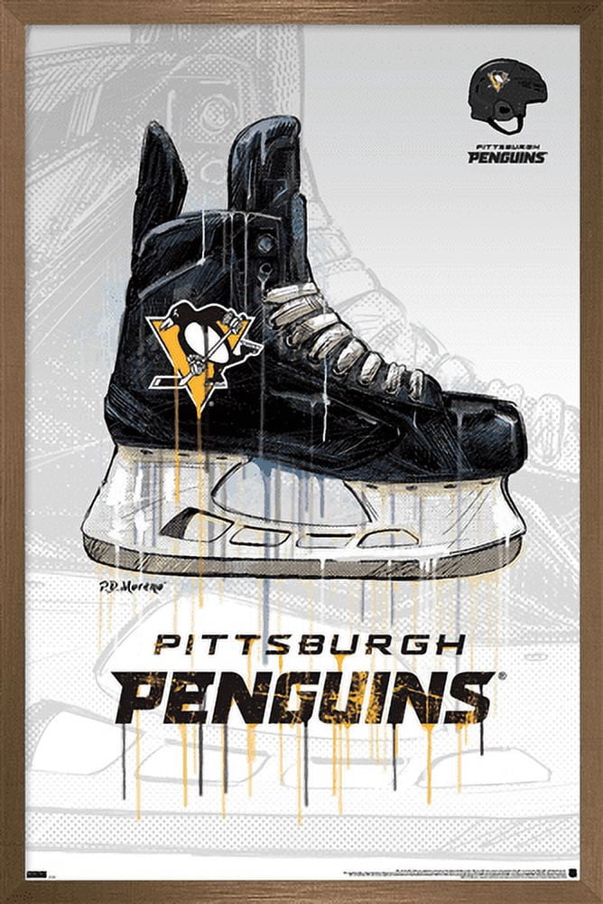 NHL Pittsburgh Penguins - Drip Skate 21 Wall Poster, 14.725" x 22.375", Framed