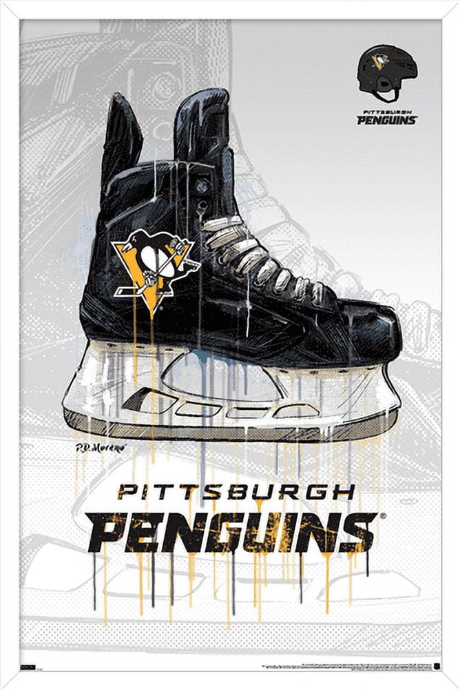 NHL Pittsburgh Penguins - Drip Skate 21 Wall Poster, 14.725" x 22.375", Framed