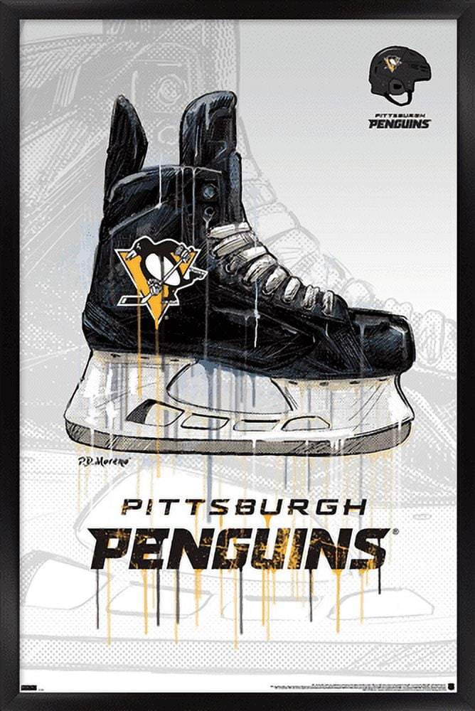NHL Pittsburgh Penguins - Drip Skate 21 Wall Poster, 22.375" x 34", Framed