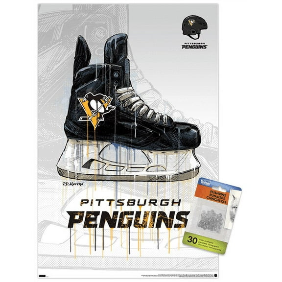 NHL Pittsburgh Penguins - Drip Skate 21 Wall Poster with Pushpins, 14.725" x 22.375"