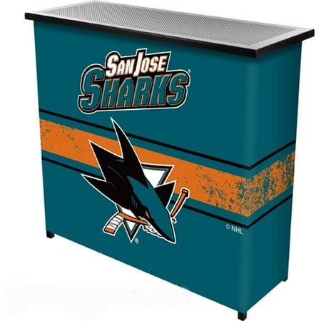 San Jose Sharks NHL Portable Bar Indoor Outdoor, Pop-Up Drink Station Patio, Garage or Man Cave Accessories - Teal, Black, Orange