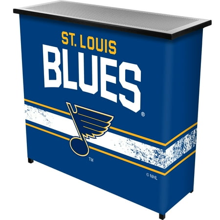 St. Louis Blues NHL Portable Bar Indoor Outdoor, Pop-Up Drink Station Patio, Garage or Man Cave Accessories - Blue, Gold, White