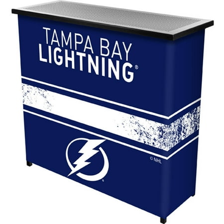 Tampa Bay Lightning NHL Portable Bar Indoor Outdoor, Pop-Up Drink Station Patio, Garage or Man Cave Accessories - Blue, White, Silver
