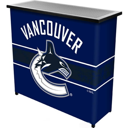 Vancouver Canucks NHL Portable Bar Indoor Outdoor, Pop-Up Drink Station Patio, Garage or Man Cave Accessories - Blue, Black, White