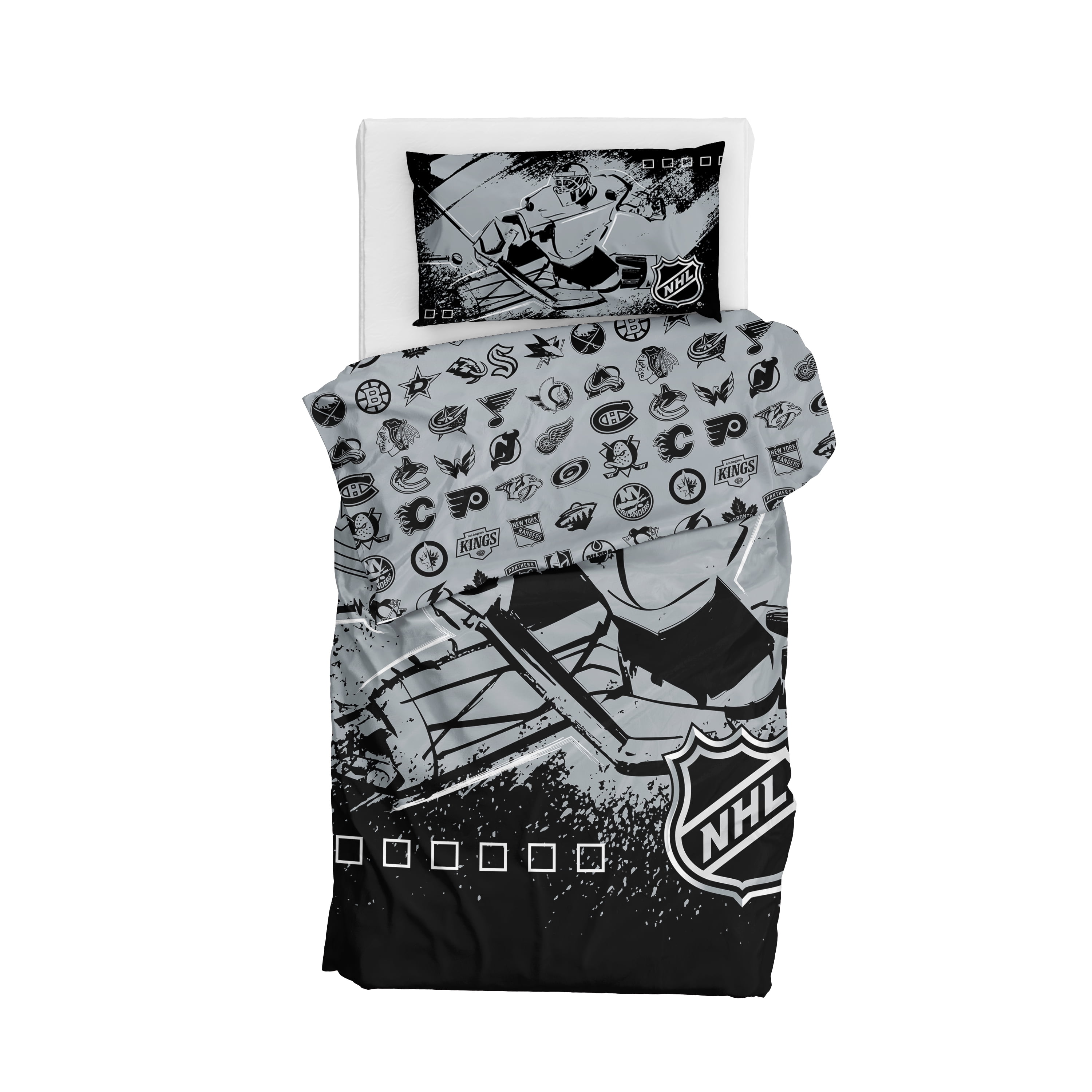 NHL Multi Team Puck Stop Twin/Full Comforter Set with Pillowcase