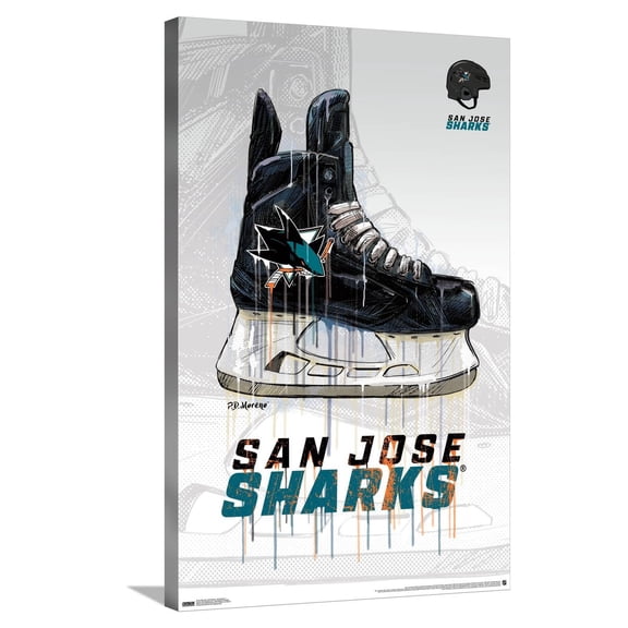 NHL San Jose Sharks - Drip Skate 21 Canvas Wall Poster, 22.375" x 34"
