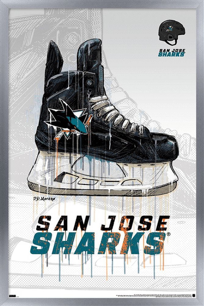 NHL San Jose Sharks - Drip Skate 21 Wall Poster, 14.725" x 22.375", Framed