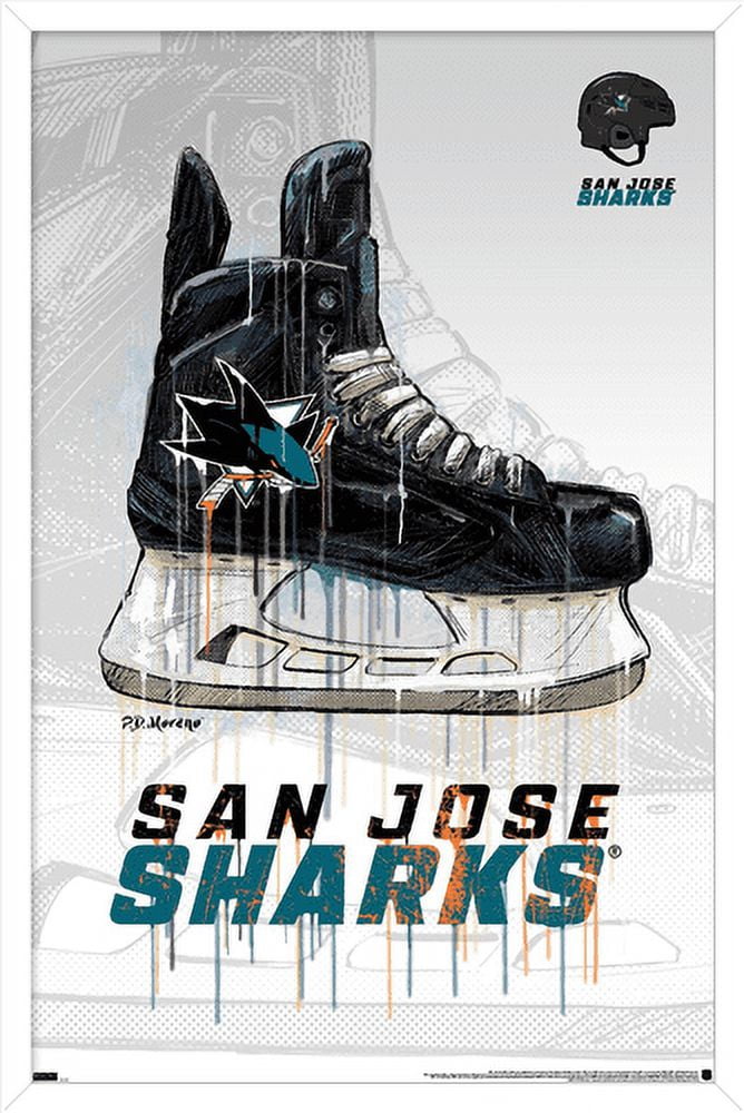 NHL San Jose Sharks - Drip Skate 21 Wall Poster, 14.725" x 22.375", Framed