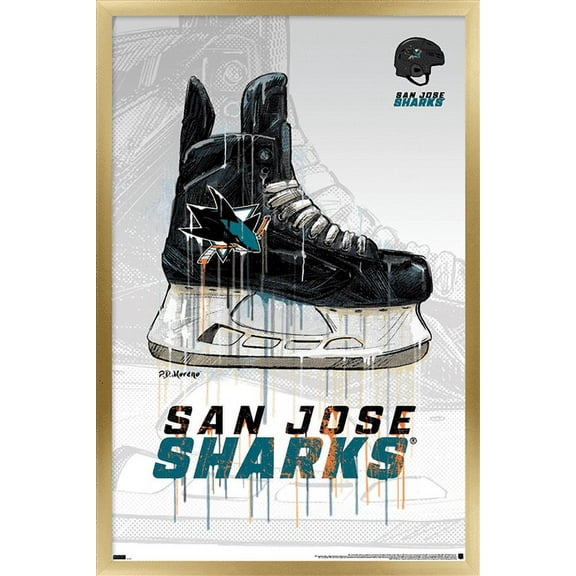 NHL San Jose Sharks - Drip Skate 21 Wall Poster, 22.375" x 34", Framed
