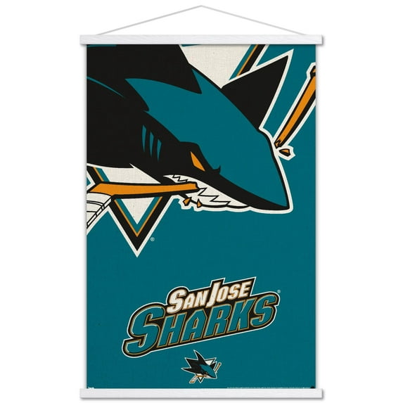 NHL San Jose Sharks - Logo 14 Wall Poster with Wooden Magnetic Frame, 22.375" x 34"
