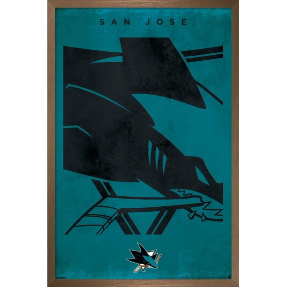 NHL San Jose Sharks - Logo 25 Wall Poster, 14.725" x 22.375" Framed