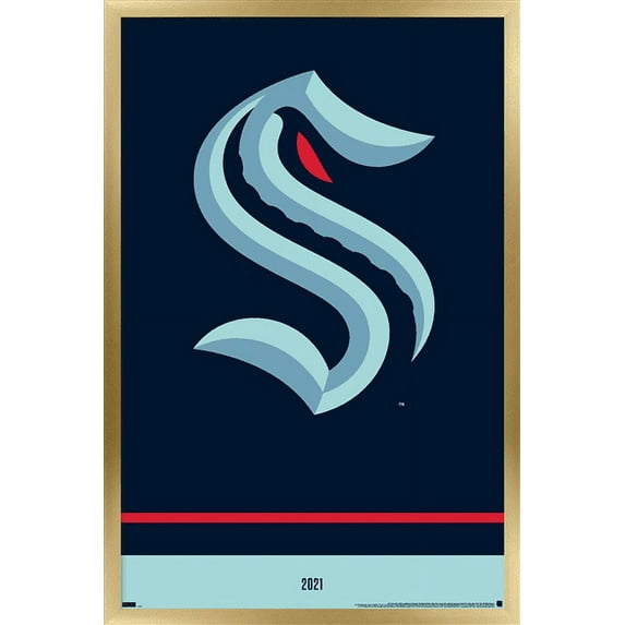 NHL Seattle Kraken - Logo 21 Wall Poster, 14.725" x 22.375", Framed