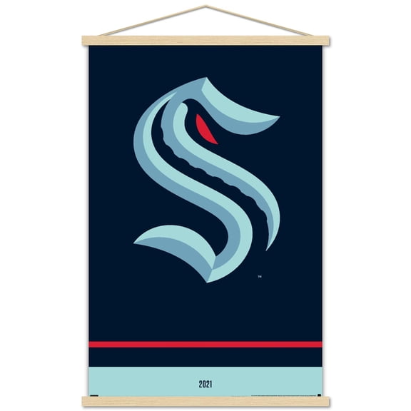 NHL Seattle Kraken - Logo 21 Wall Poster with Wooden Magnetic Frame, 22.375" x 34"