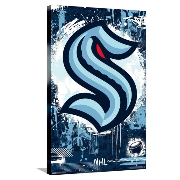 NHL Seattle Kraken - Maximalist Logo 23 Canvas Wall Poster, 22.375" x 34"