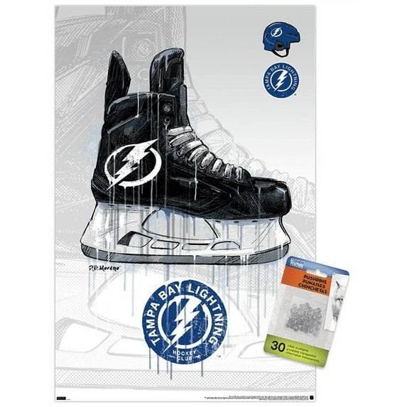 NHL Tampa Bay Lightning - Drip Skate 21 Wall Poster with Pushpins, 14.725" x 22.375"