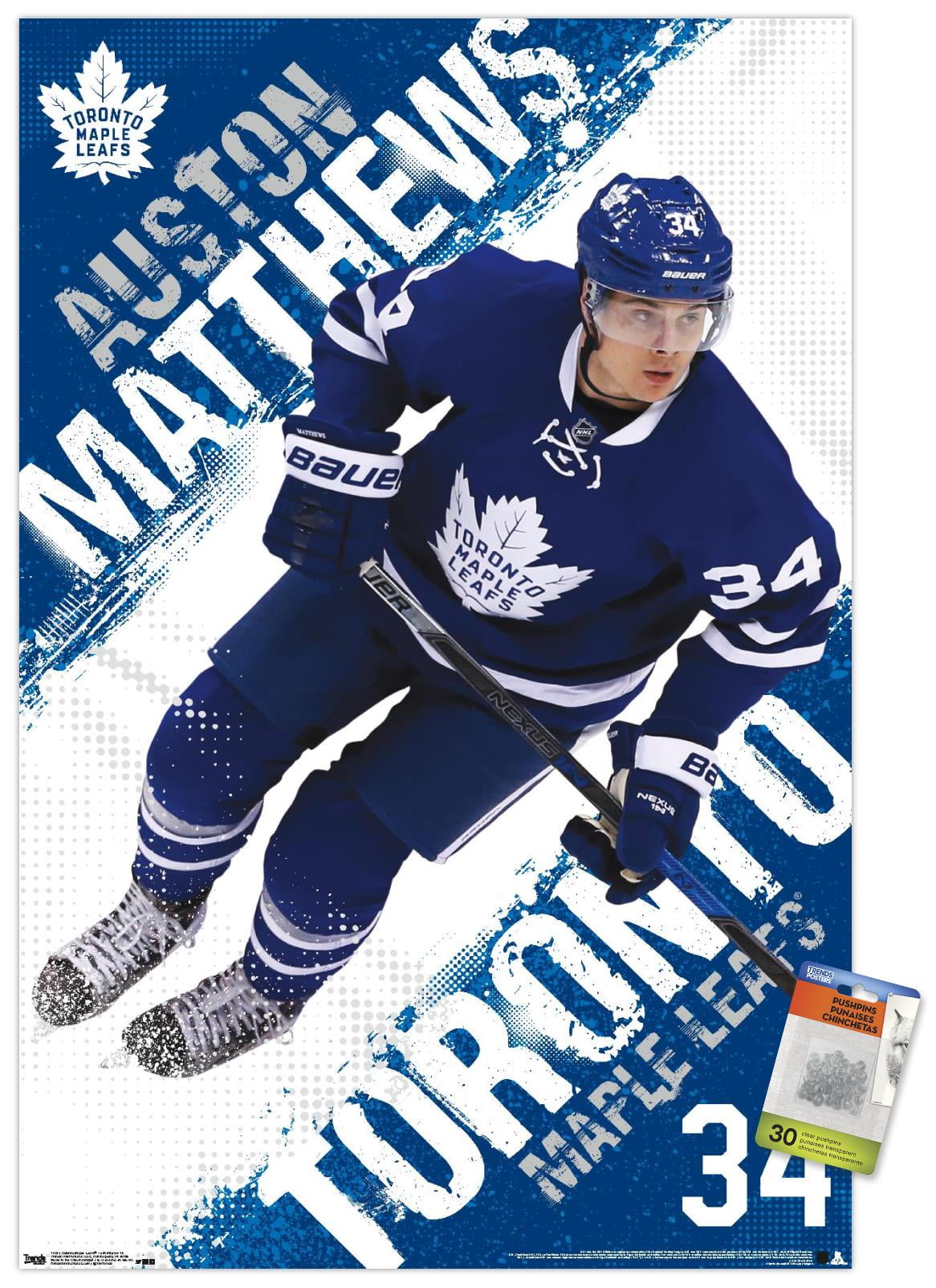 NHL Toronto Maple Leafs - Austin Matthews 16 Wall Poster with Push Pins, 22.375" x 34"