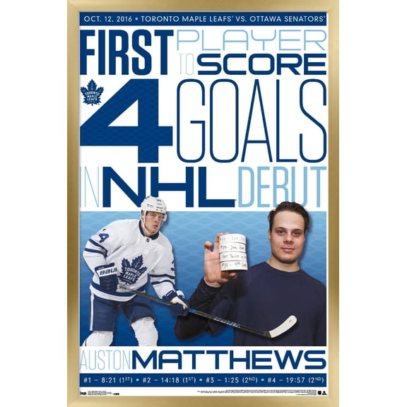 NHL Toronto Maple Leafs - Austin Matthews History Wall Poster, 14.725" x 22.375", Framed