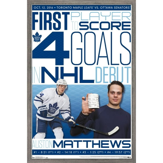 NHL Toronto Maple Leafs - Austin Matthews History Wall Poster, 14.725" x 22.375", Framed