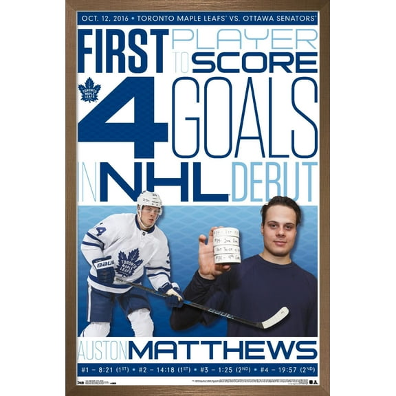 NHL Toronto Maple Leafs - Austin Matthews History Wall Poster, 22.375" x 34", Framed