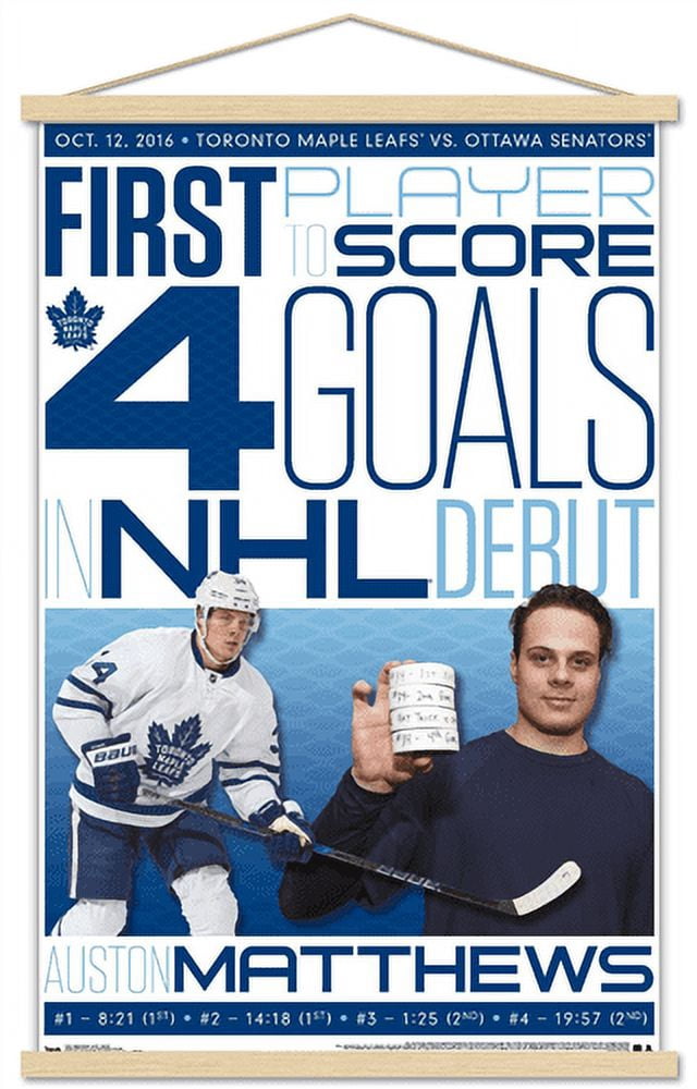 NHL Toronto Maple Leafs - Austin Matthews History Wall Poster with Wooden Magnetic Frame, 22.375" x 34"