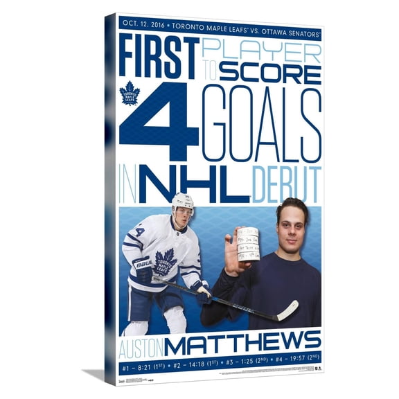 NHL Toronto Maple Leafs - Auston Matthews History Canvas Wall Poster, 14.725" x 22.375"