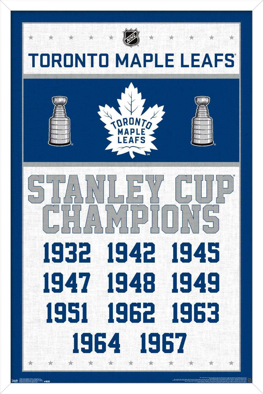 NHL Toronto Maple Leafs - Champions 16 Wall Poster, 14.725" x 22.375", Framed
