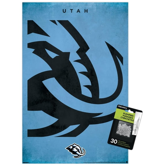 NHL Utah Mammoth - Logo 25 Wall Poster with Push Pins, 14.725" x 22.375"